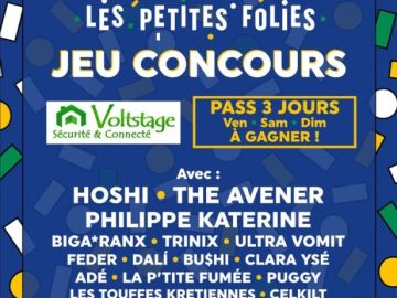 🎉 JEU CONCOURS – 3 PASS 3 JOURS À GAGNER !!!! 🎶
Ce week-end, c’est Les Petites Folies en pays d'Iroise et on vous fait gagner 3 pass 3 jours pour vivre...