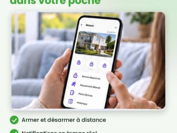 📱 Votre alarme dans votre poche.
Armez, désarmez, surveillez. Où que vous soyez.
